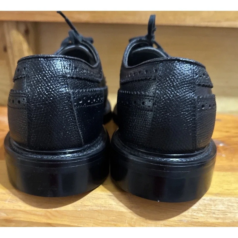 Sears Vintage Dress‎ Shoes Men's 9.5 D Wingtip Oxfords Leather Black Brogue